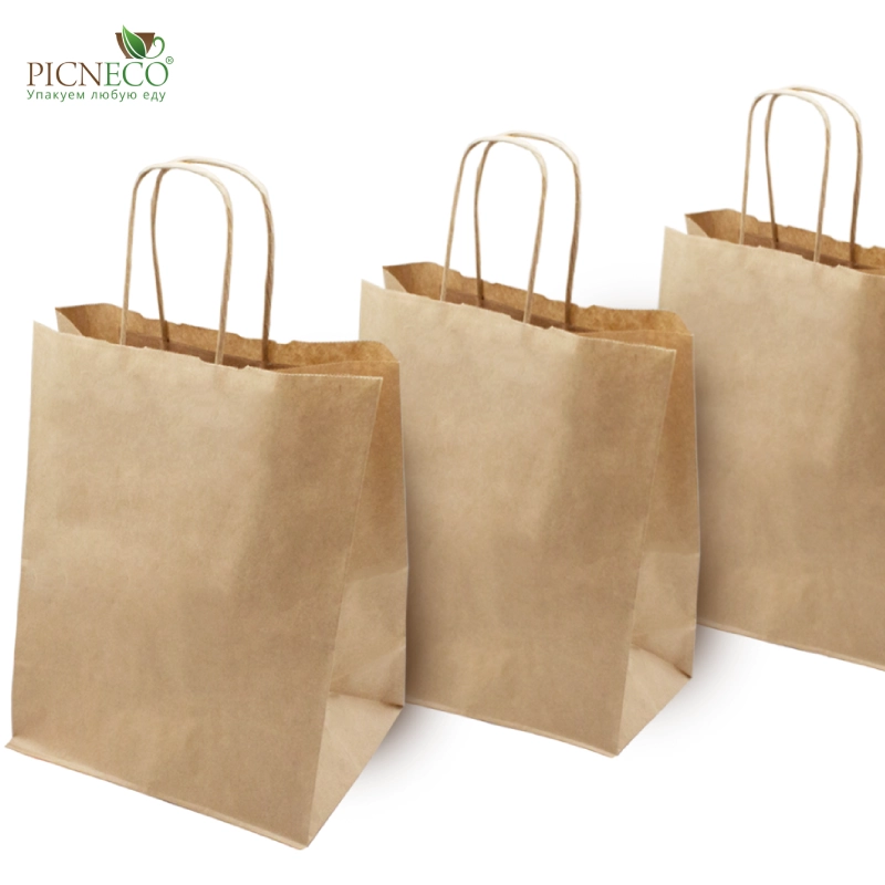 товар Бумажный крафт пакет с кручеными ручками, 260*150*350 мм, 70 г/м2 KPK026